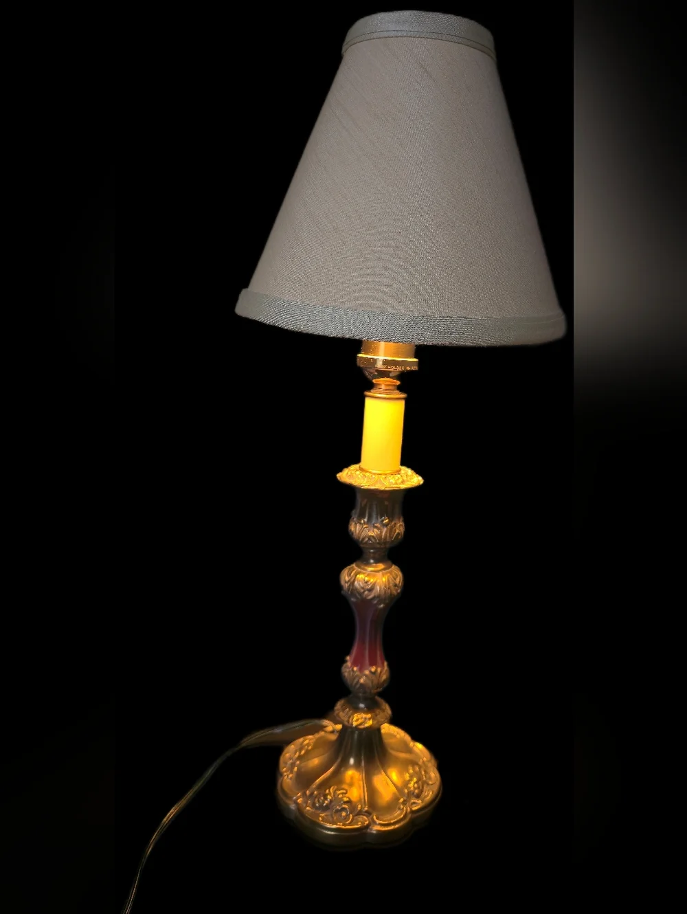Vintage Ornate Brass Candlestick Table Lamp | Hollywood Regency Design
